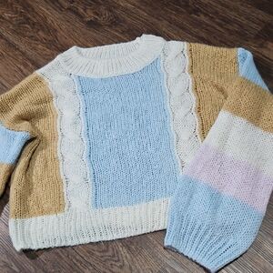 Blu Pepper Colorblock Light And Delicate Knit Sweater, Size Large